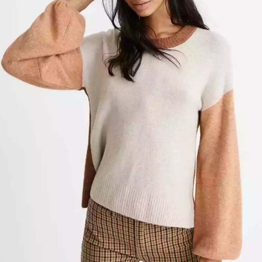 Madewell Colorblock Payton Pullover Sweater in Coziest Yarn